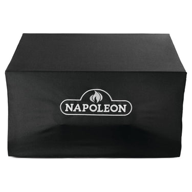 A black cover for 12-inch built-in side burners with an embroidered Napoleon logo on the front.