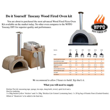 DIY Wood Oven Kit, Includes Flue &  Door 55Dx52Wx31H