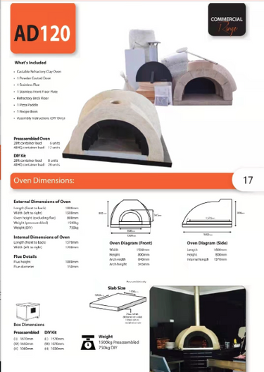 DIY Wood Oven Kit, Includes Flue &  Door 71Dx60Wx32H