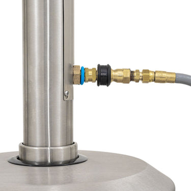 Stainless Steel NG portable patio heater with push button ignition: includes 12' steel lined mb sturgis hose set with 2 quick discconnects and shut off valve